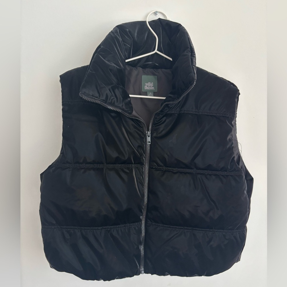 Wild Fable - Glossy Black Puffer Vest - Medium